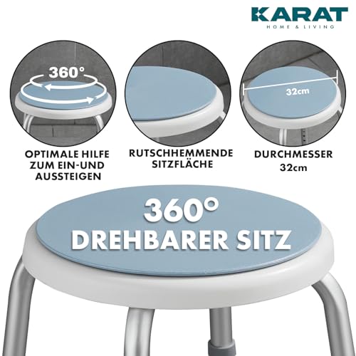 KARAT 360° drehbarer Duschhocker – höhenverstellbar & rutschfest – bis 136 kg – Bild 4