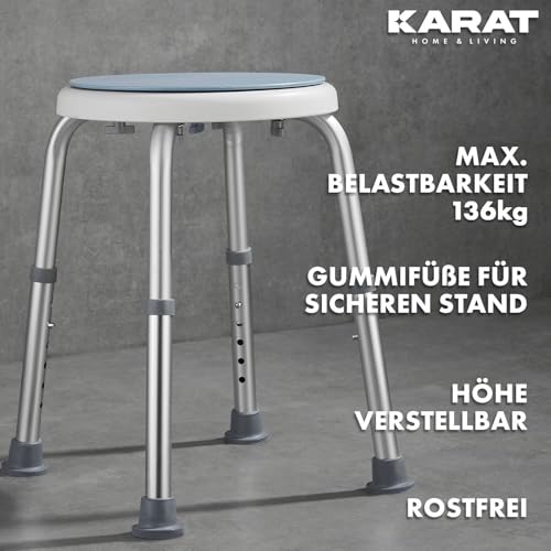 KARAT 360° drehbarer Duschhocker – höhenverstellbar & rutschfest – bis 136 kg – Bild 6