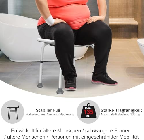 UISEBRT U-förmiger Duschhocker – höhenverstellbar 35–51 cm, rutschfest & stabil bis 135 kg – Bild 5
