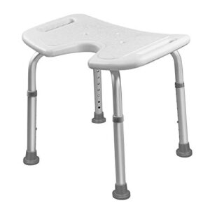 UISEBRT höhenverstellbarer U-förmiger Duschhocker aus Aluminium mit rutschfesten Gummifüßen und ergonomischer Sitzfläche.