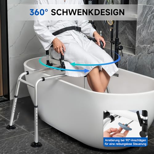 CO-Z 360° Drehbarer und Gleitbarer Duschhocker, 12-stufige Badewannen-Transferbank mit gleitbarem Duschstuhl für Senioren und Behinderte (Langer Rutsch-Dreh-Duschstuhl) – Bild 7