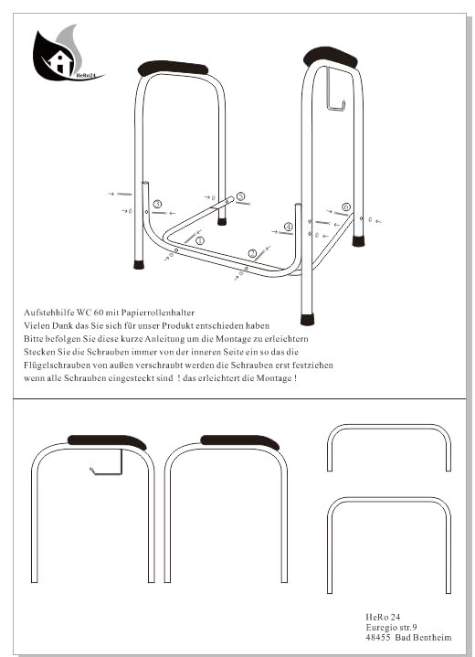 HeRo24 WC-Aufstehhilfe mobiles Stützgestell mit Haltegriffen Weiß – Bild 7