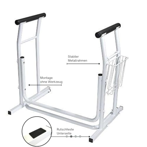 Promafit Mobile WC Aufstehhilfe mit Ablagekorb aus Stahl – Bild 6