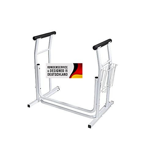 Promafit mobile WC Aufstehhilfe hellgrau mit Ablagekorb