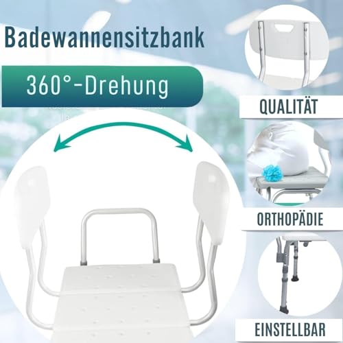 OrtoPrime Badewannensitz höhenverstellbar mit Haltegriff Weiß – Bild 4