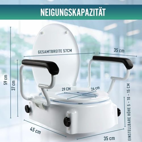 OrtoPrime Toilettensitzerhöhung mit Armlehnen & Deckel – Bild 3