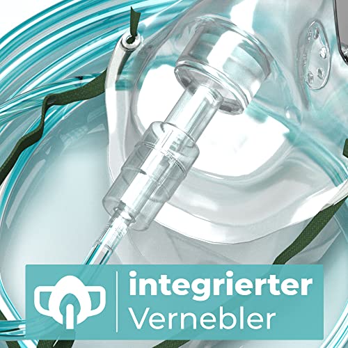 Sauerstoffmaske mit Vernebler, 2 mtr. Schlauch, Gummizug und Nasenbügel, Atemgasbefeuchter Mapeau O2 Maske – Bild 3