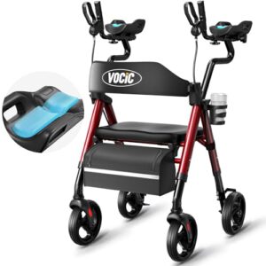 VOCIC Z22 Arthritis Rollator mit GelCool Unterarmstuetzen rot