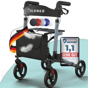 ELONEO Leichtgewicht Rollator faltbar mit Sitz anthrazit